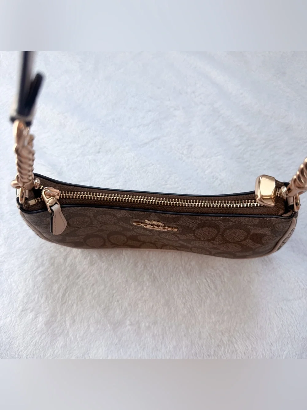 Coach Teri Shoulder Bag CC323 in Signature Canvas/Embossed Snakeskin EUC